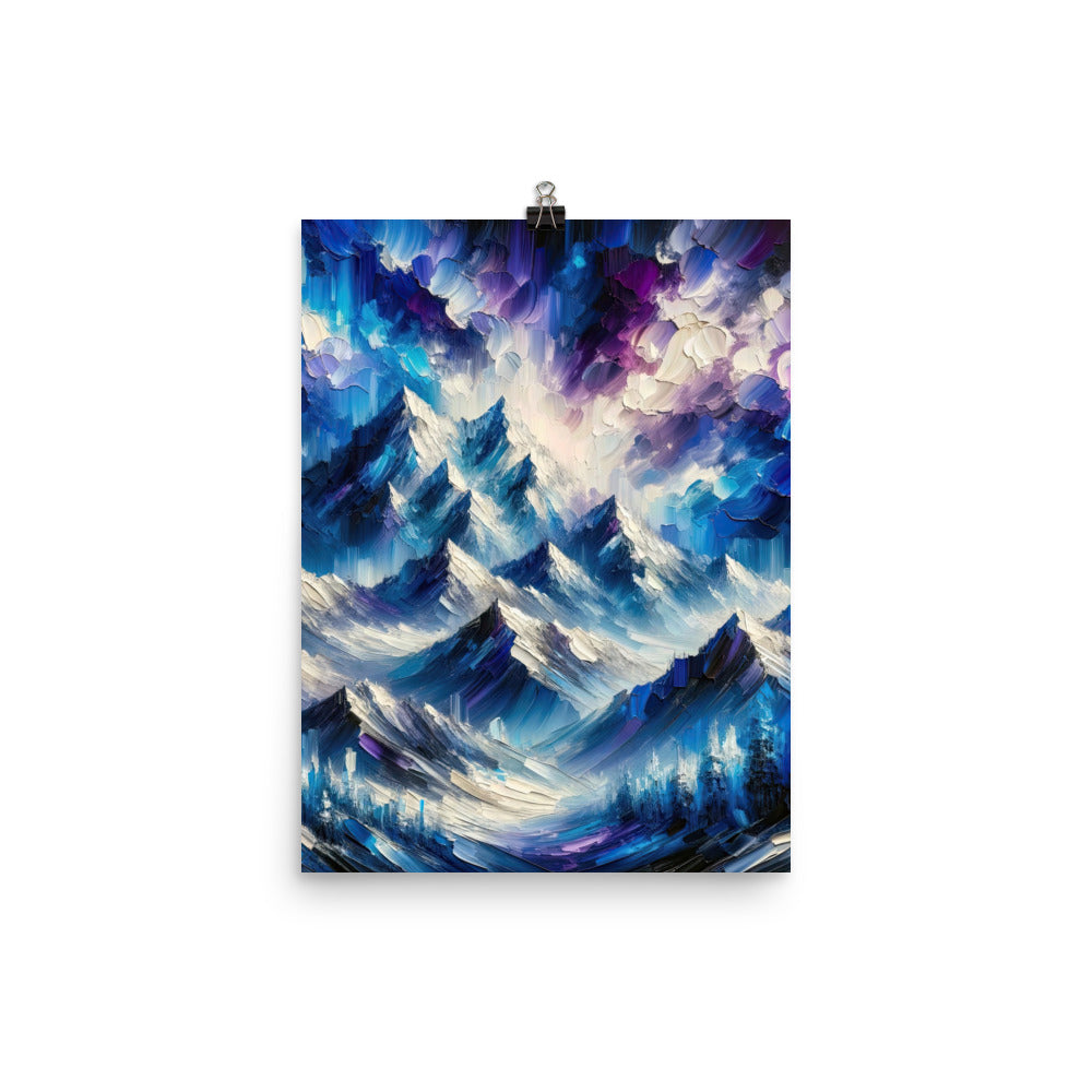 Alpenabstraktion mit dramatischem Himmel in Öl - Poster berge xxx yyy zzz 30.5 x 40.6 cm