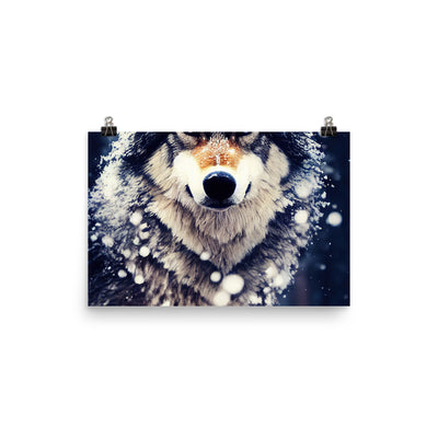 Wolf im Schnee - Episches Foto - Poster camping xxx 30.5 x 45.7 cm
