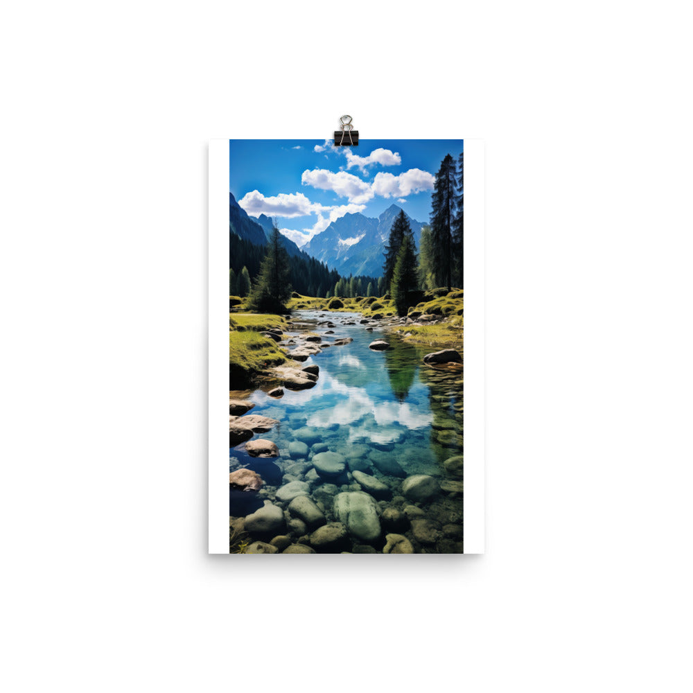 Österreichische Alpen und steiniger Bach - Poster berge xxx 30.5 x 45.7 cm