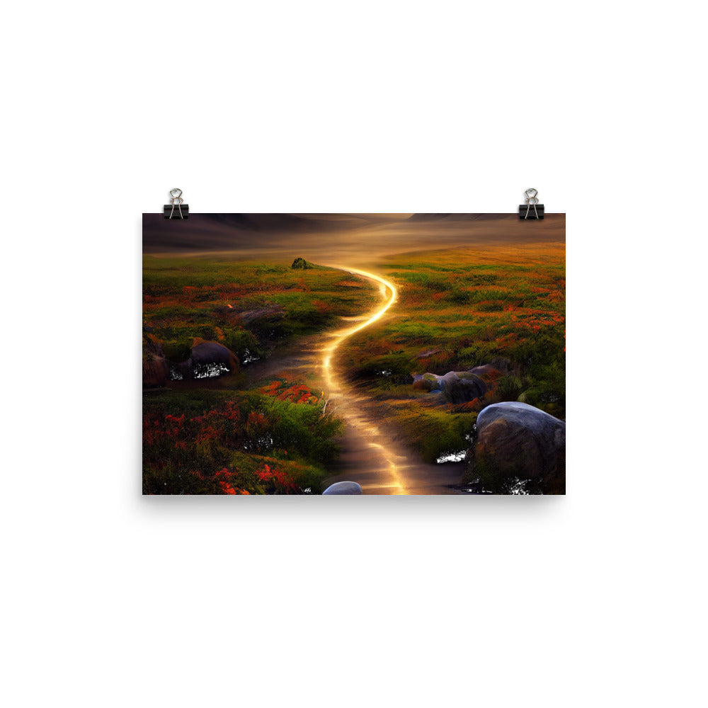Landschaft mit wilder Atmosphäre - Malerei - Poster berge xxx 30.5 x 45.7 cm