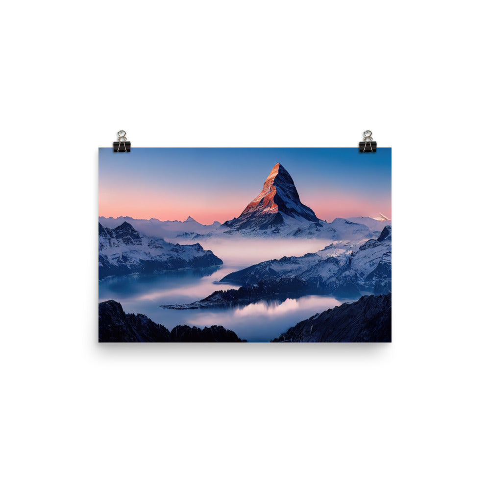 Matternhorn - Nebel - Berglandschaft - Malerei - Poster berge xxx 30.5 x 45.7 cm