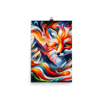 Abstrakte Kunst der Alpen voller lebendiger Farben und dynamischer Bewegung. Es dominiert ein farbiger Fuchs - Enhanced Matte Paper camping xxx yyy zzz 30.5 x 45.7 cm