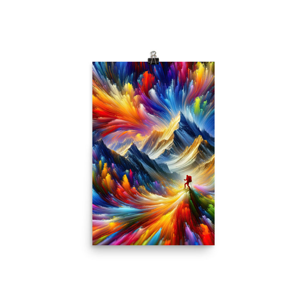 Alpen im Farbsturm mit erleuchtetem Wanderer - Abstrakt - Poster wandern xxx yyy zzz 30.5 x 45.7 cm
