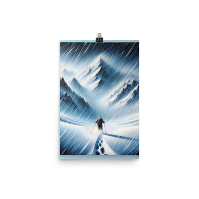Wanderer und Bergsteiger im Schneesturm: Acrylgemälde der Alpen - Poster wandern xxx yyy zzz 30.5 x 45.7 cm