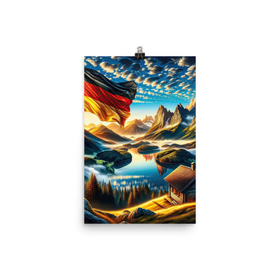 Alpen Gebirge im Morgenlicht: Kunstwerk mit Deutsche Flagge - Poster berge xxx yyy zzz 30.5 x 45.7 cm