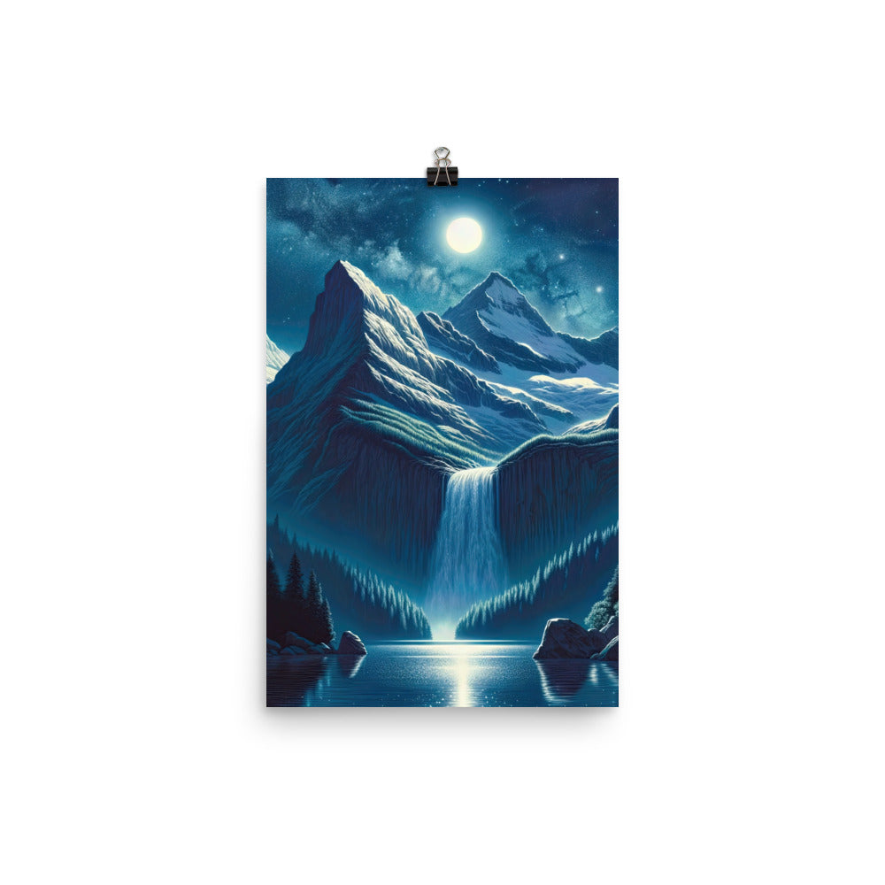 Legendäre Alpennacht, Mondlicht-Berge unter Sternenhimmel - Poster berge xxx yyy zzz 30.5 x 45.7 cm