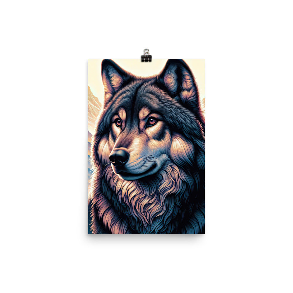 Majestätischer, glänzender Wolf in leuchtender Illustration (AN) - Poster xxx yyy zzz 30.5 x 45.7 cm