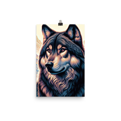 Majestätischer, glänzender Wolf in leuchtender Illustration (AN) - Poster xxx yyy zzz 30.5 x 45.7 cm