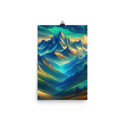 Atemberaubende alpine Komposition mit majestätischen Gipfeln und Tälern - Poster berge xxx yyy zzz 30.5 x 45.7 cm