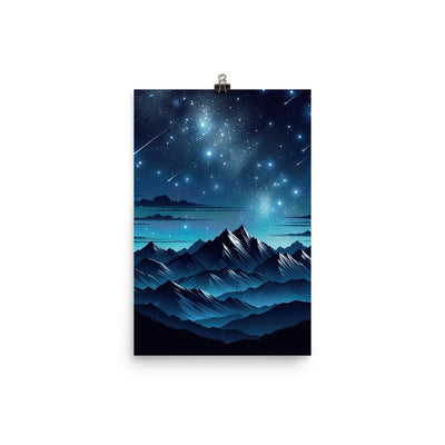 Alpen unter Sternenhimmel mit glitzernden Sternen und Meteoren - Poster berge xxx yyy zzz 30.5 x 45.7 cm