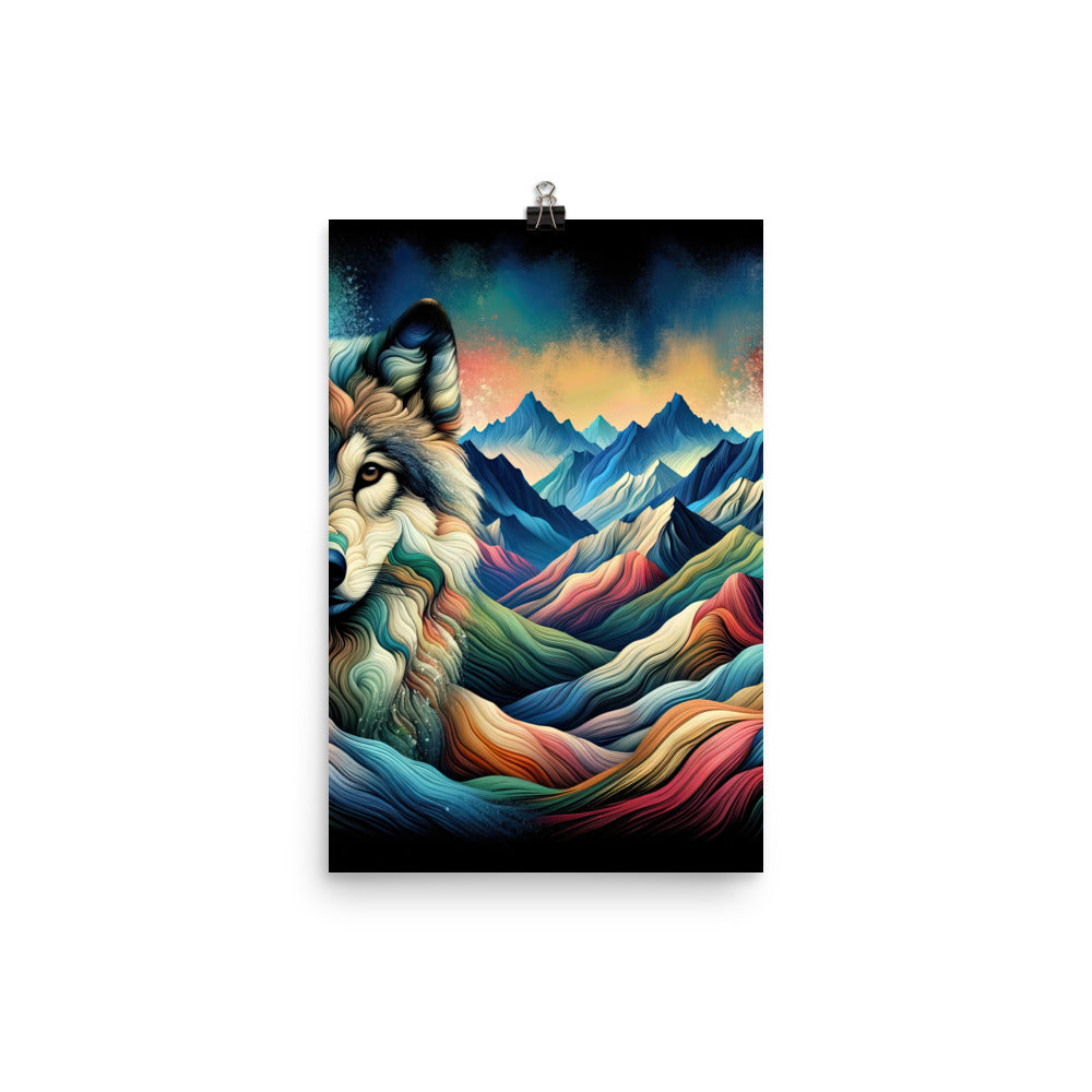 Traumhaftes Alpenpanorama mit Wolf in wechselnden Farben und Mustern (AN) - Poster xxx yyy zzz 30.5 x 45.7 cm