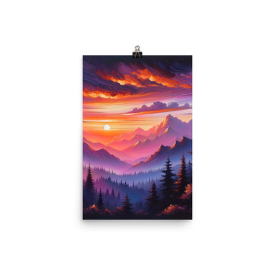 Ölgemälde der Alpenlandschaft im ätherischen Sonnenuntergang, himmlische Farbtöne - Poster berge xxx yyy zzz 30.5 x 45.7 cm