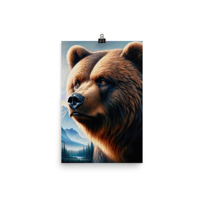 Ölgemälde, das das Gesicht eines starken realistischen Bären einfängt. Porträt - Poster camping xxx yyy zzz 30.5 x 45.7 cm