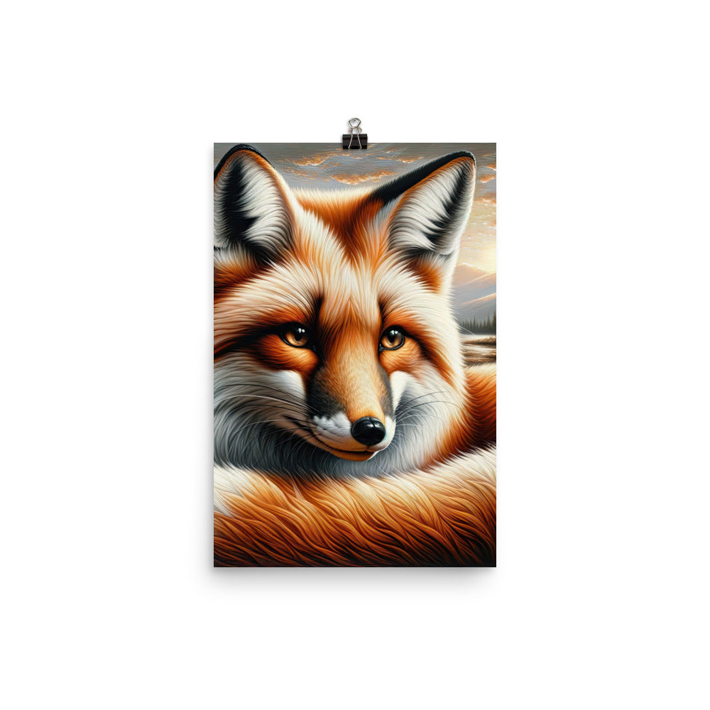 Ölgemälde eines nachdenklichen Fuchses mit weisem Blick - Poster camping xxx yyy zzz 30.5 x 45.7 cm