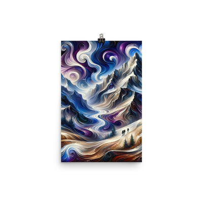 Ölgemälde der Alpen in abstraktem Expressionismus, wilde Naturdarstellung - Poster berge xxx yyy zzz 30.5 x 45.7 cm