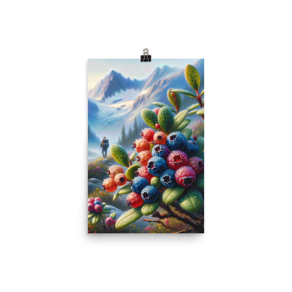 Ölgemälde einer Nahaufnahme von Alpenbeeren in satten Farben und zarten Texturen - Poster wandern xxx yyy zzz 30.5 x 45.7 cm