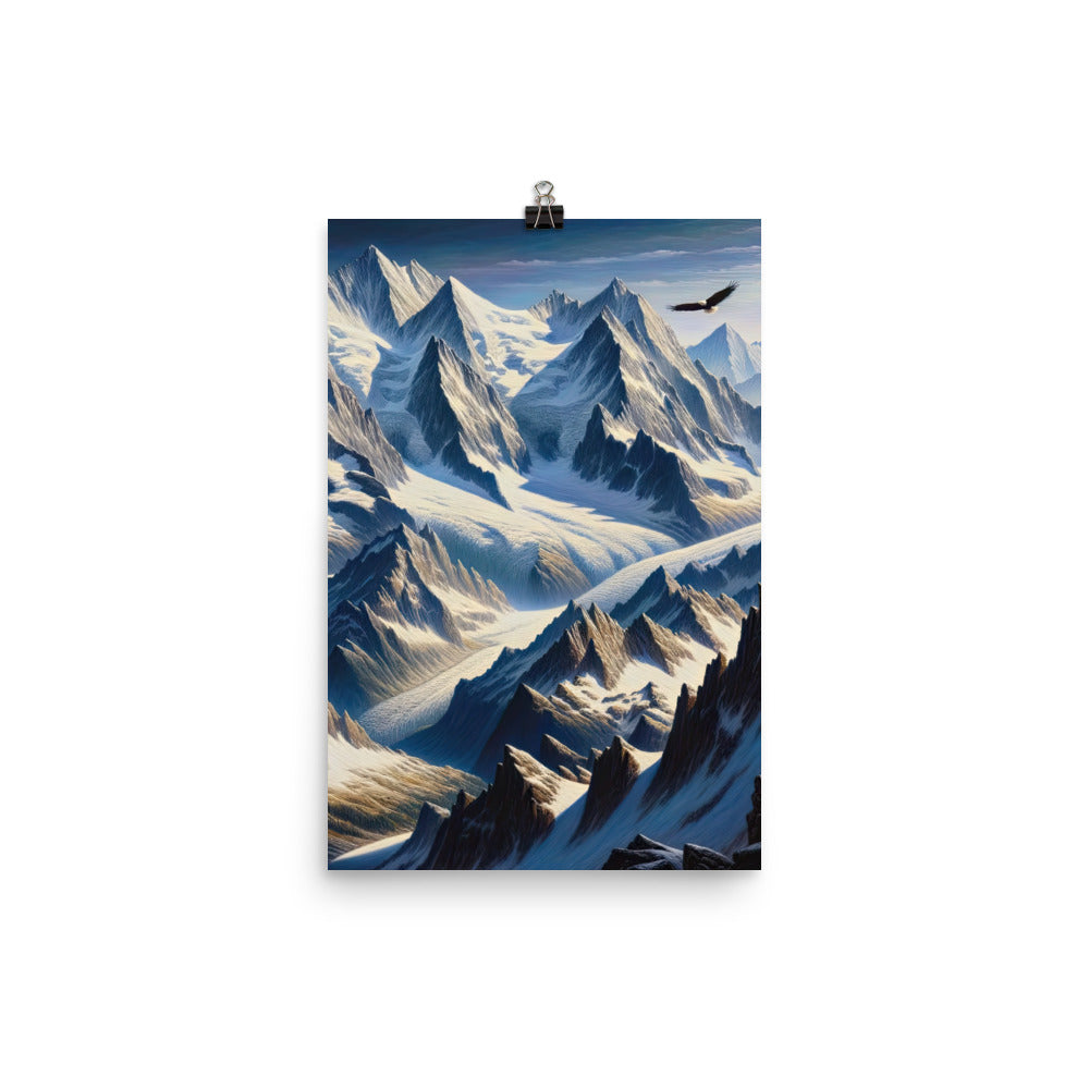Ölgemälde der Alpen mit hervorgehobenen zerklüfteten Geländen im Licht und Schatten - Poster berge xxx yyy zzz 30.5 x 45.7 cm