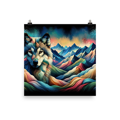 Traumhaftes Alpenpanorama mit Wolf in wechselnden Farben und Mustern (AN) - Poster xxx yyy zzz 35.6 x 35.6 cm