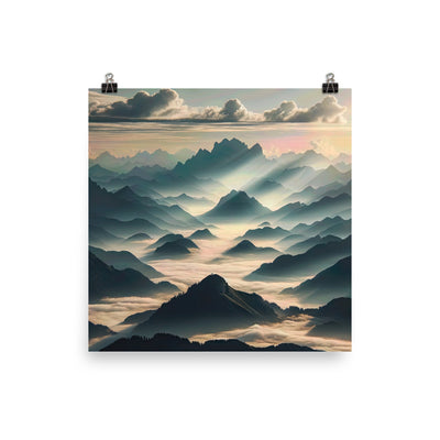 Foto der Alpen im Morgennebel, majestätische Gipfel ragen aus dem Nebel - Poster berge xxx yyy zzz 40.6 x 40.6 cm