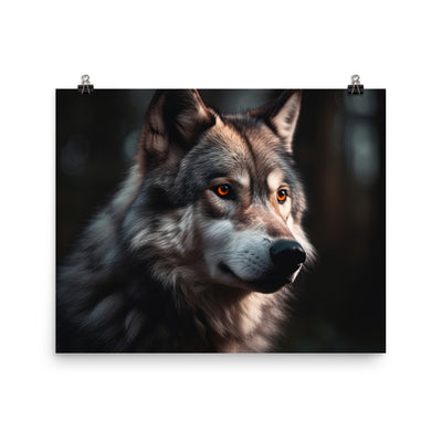 Wolf Porträt - Fotorealistische Malerei - Poster camping xxx 40.6 x 50.8 cm