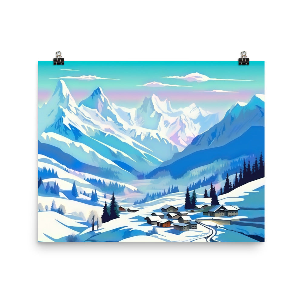 Berge und Schnee - Landschaft - Poster ski xxx 40.6 x 50.8 cm