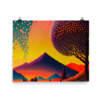 Berge und warme Farben - Punktkunst - Poster berge xxx 40.6 x 50.8 cm