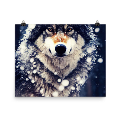 Wolf im Schnee - Episches Foto - Poster camping xxx 40.6 x 50.8 cm