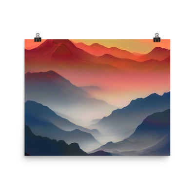 Sonnteruntergang, Gebirge und Nebel - Landschaftsmalerei - Poster berge xxx 40.6 x 50.8 cm