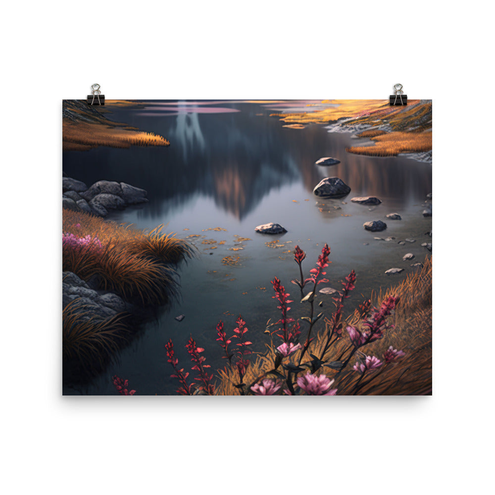 Berge, Bergsee und Blumen - Poster berge xxx 40.6 x 50.8 cm