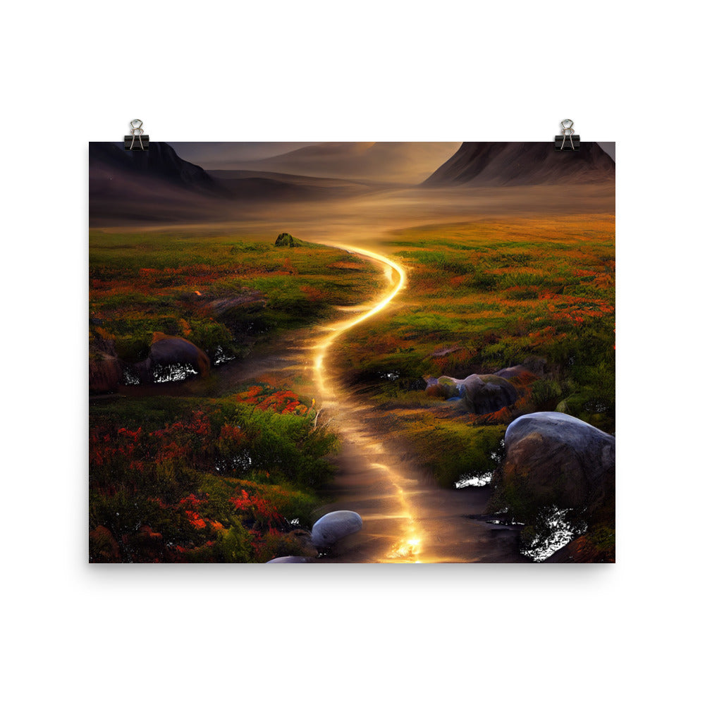 Landschaft mit wilder Atmosphäre - Malerei - Poster berge xxx 40.6 x 50.8 cm