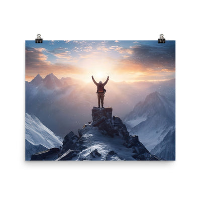 Mann auf der Spitze eines Berges - Landschaftsmalerei - Poster berge xxx 40.6 x 50.8 cm