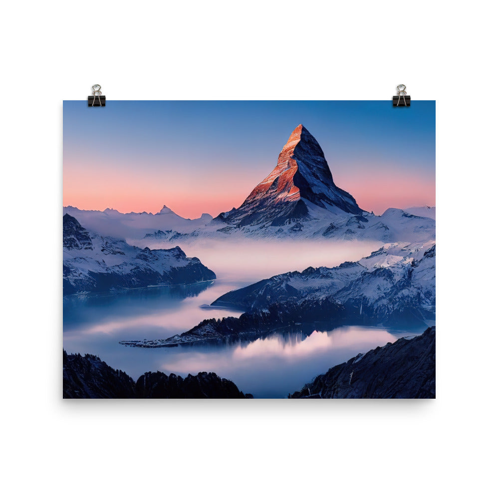 Matternhorn - Nebel - Berglandschaft - Malerei - Poster berge xxx 40.6 x 50.8 cm