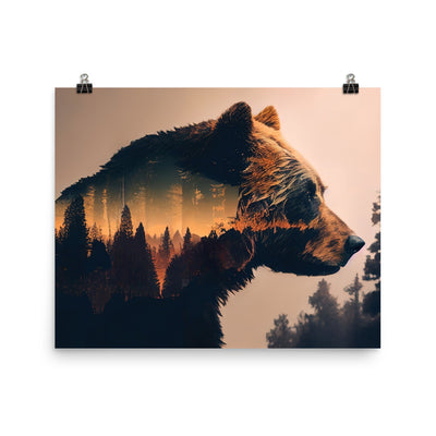 Bär und Bäume Illustration - Poster camping xxx 40.6 x 50.8 cm