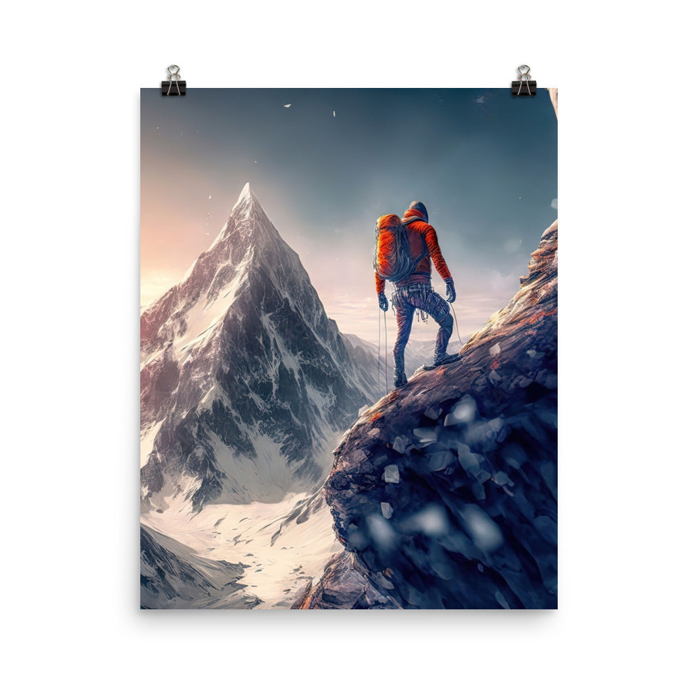 Bergsteiger auf Berg - Epische Malerei - Poster klettern xxx 40.6 x 50.8 cm