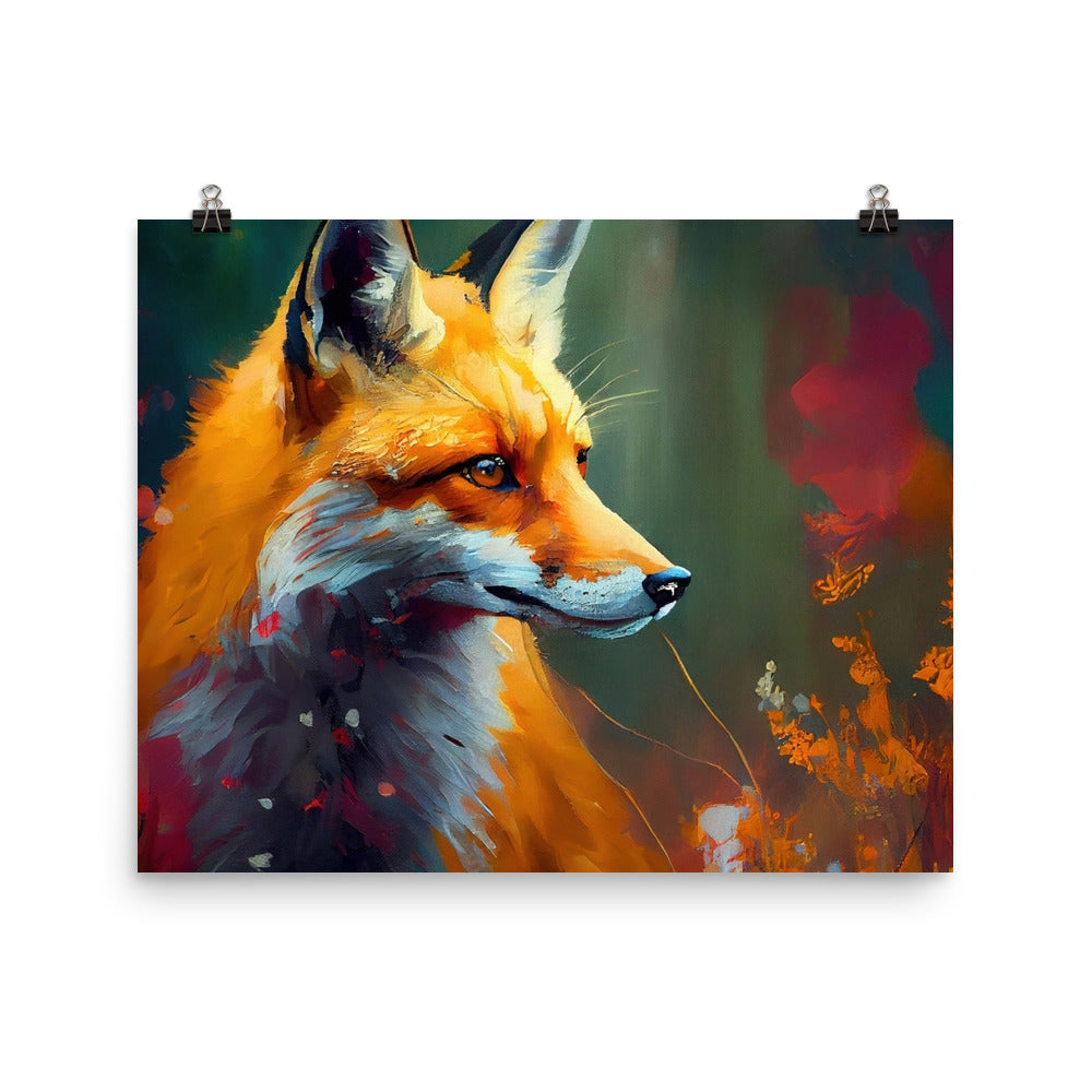 Fuchs - Ölmalerei - Schönes Kunstwerk - Poster camping xxx 40.6 x 50.8 cm