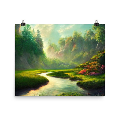 Bach im tropischen Wald - Landschaftsmalerei - Poster camping xxx 40.6 x 50.8 cm