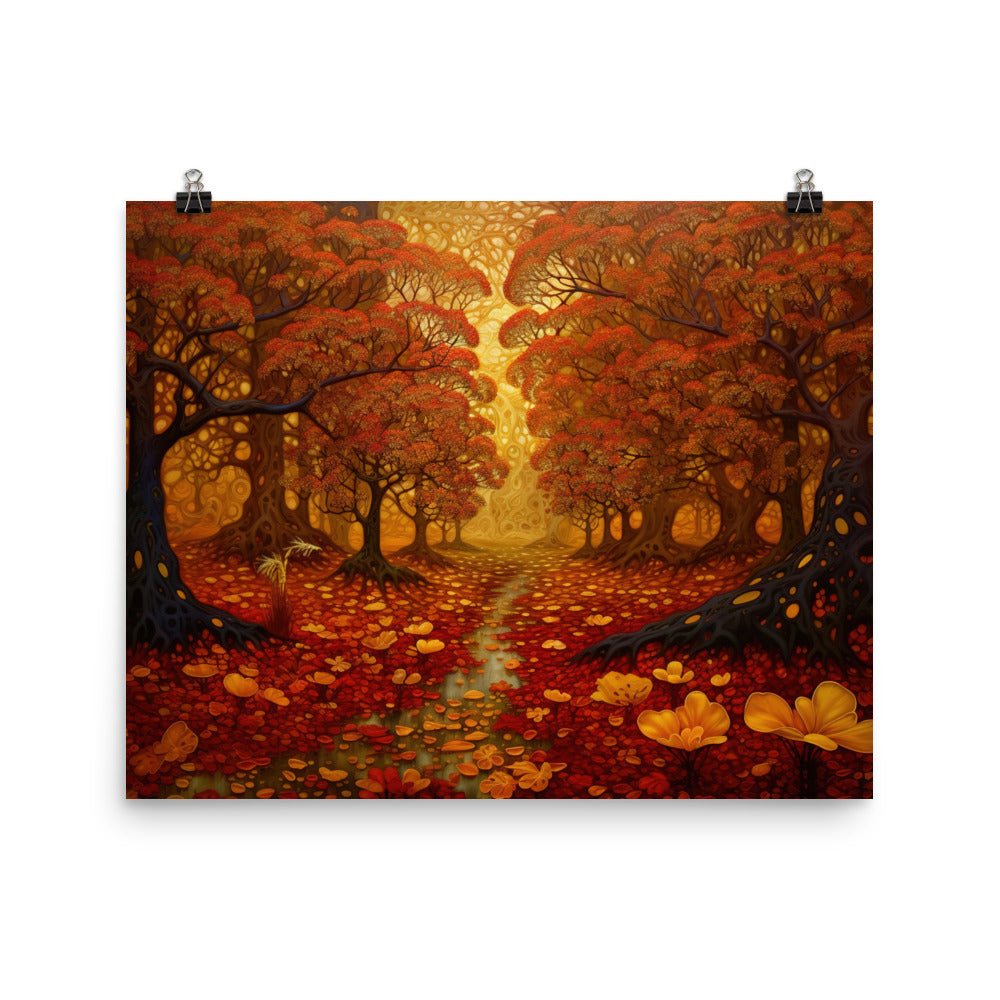 Wald im Herbst und kleiner Bach - Poster camping xxx 40.6 x 50.8 cm