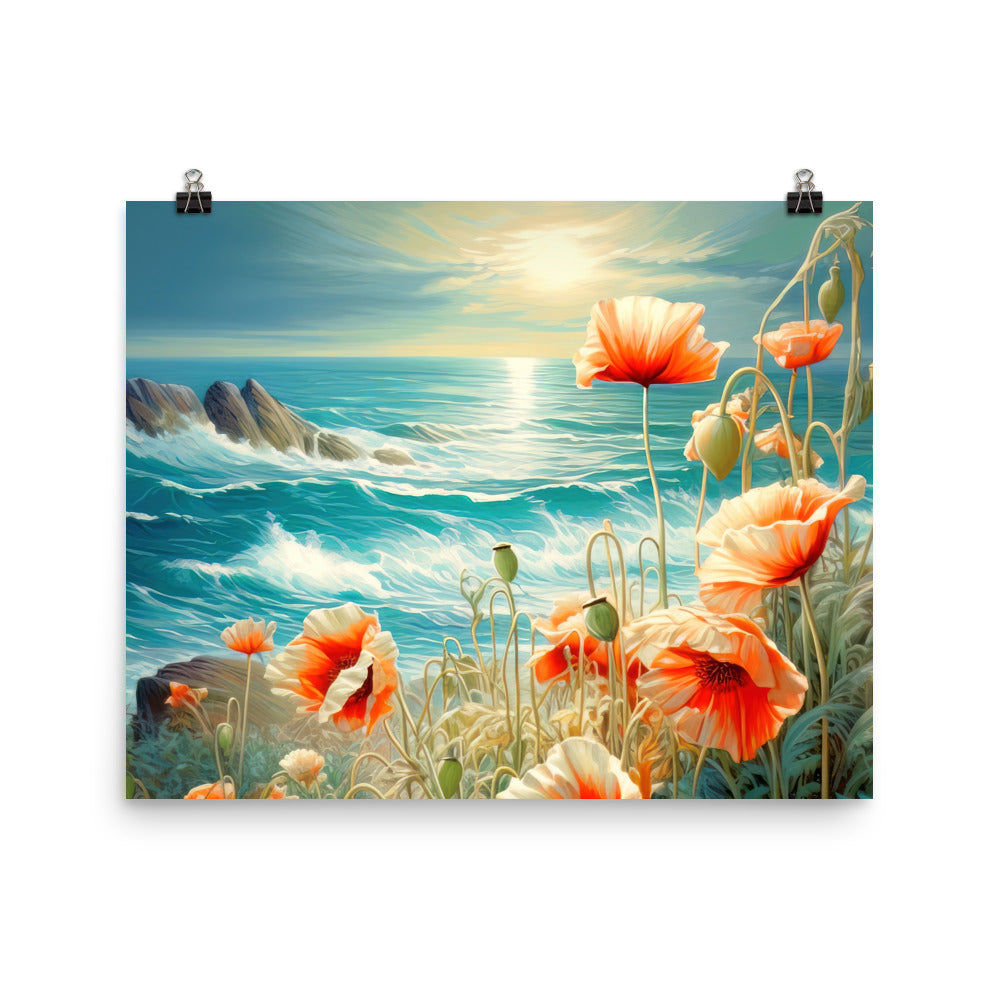 Blumen, Meer und Sonne - Malerei - Poster camping xxx 40.6 x 50.8 cm
