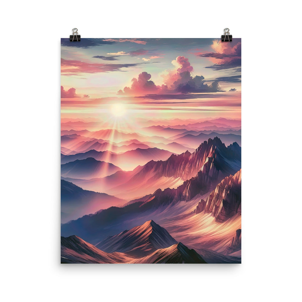 Schöne Berge bei Sonnenaufgang: Malerei in Pastelltönen - Poster berge xxx yyy zzz 40.6 x 50.8 cm