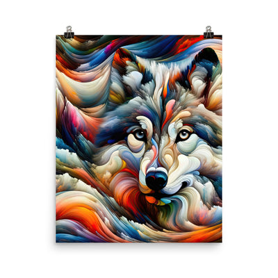 Abstrakte Kunst der Alpen mit einem Wolf. Chaotischer Tanz aus Farben und Formen. Surreale Landschaft (AN) - Enhanced Matte Paper Poster xxx yyy zzz 40.6 x 50.8 cm