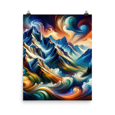 Abstrakte Kunst der Alpen mit lebendigen Farben und wirbelnden Mustern, majestätischen Gipfel und Täler - Enhanced Matte Paper Poster berge xxx yyy zzz 40.6 x 50.8 cm