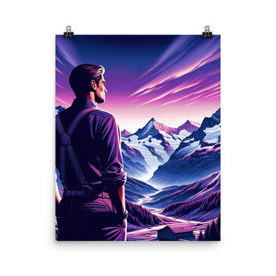 Wanderer in alpiner Dämmerung, schneebedeckte Gipfel ins Unendliche - Poster wandern xxx yyy zzz 40.6 x 50.8 cm