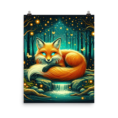 Bezaubernder Fuchs auf erleuchteter mystischer Waldlichtung - Poster camping xxx yyy zzz 40.6 x 50.8 cm
