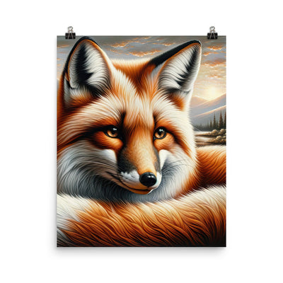 Ölgemälde eines nachdenklichen Fuchses mit weisem Blick - Poster camping xxx yyy zzz 40.6 x 50.8 cm