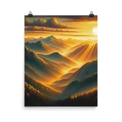 Ölgemälde der Berge in der goldenen Stunde, Sonnenuntergang über warmer Landschaft - Poster berge xxx yyy zzz 40.6 x 50.8 cm