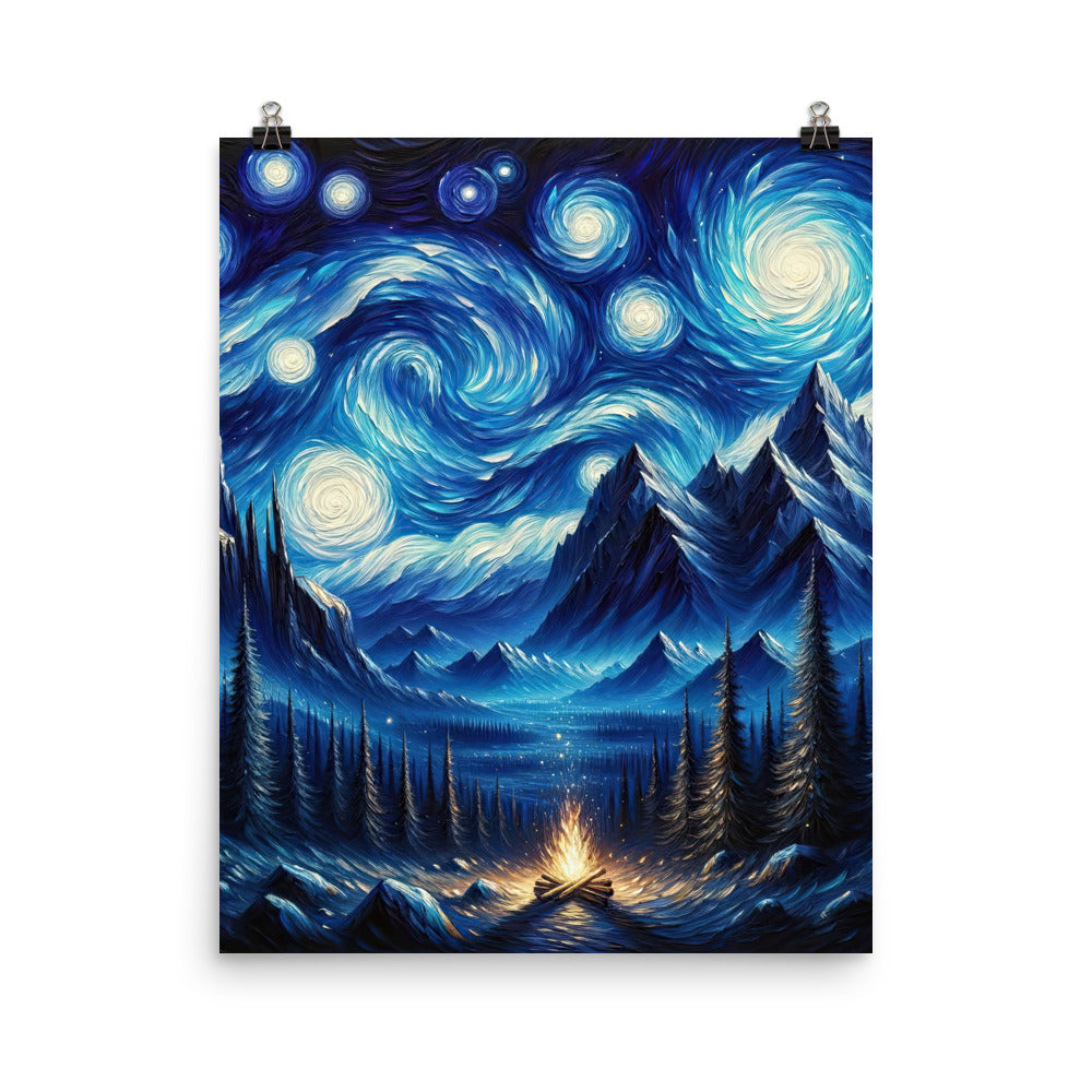Sternennacht-Stil Ölgemälde der Alpen, himmlische Wirbelmuster - Poster berge xxx yyy zzz 40.6 x 50.8 cm
