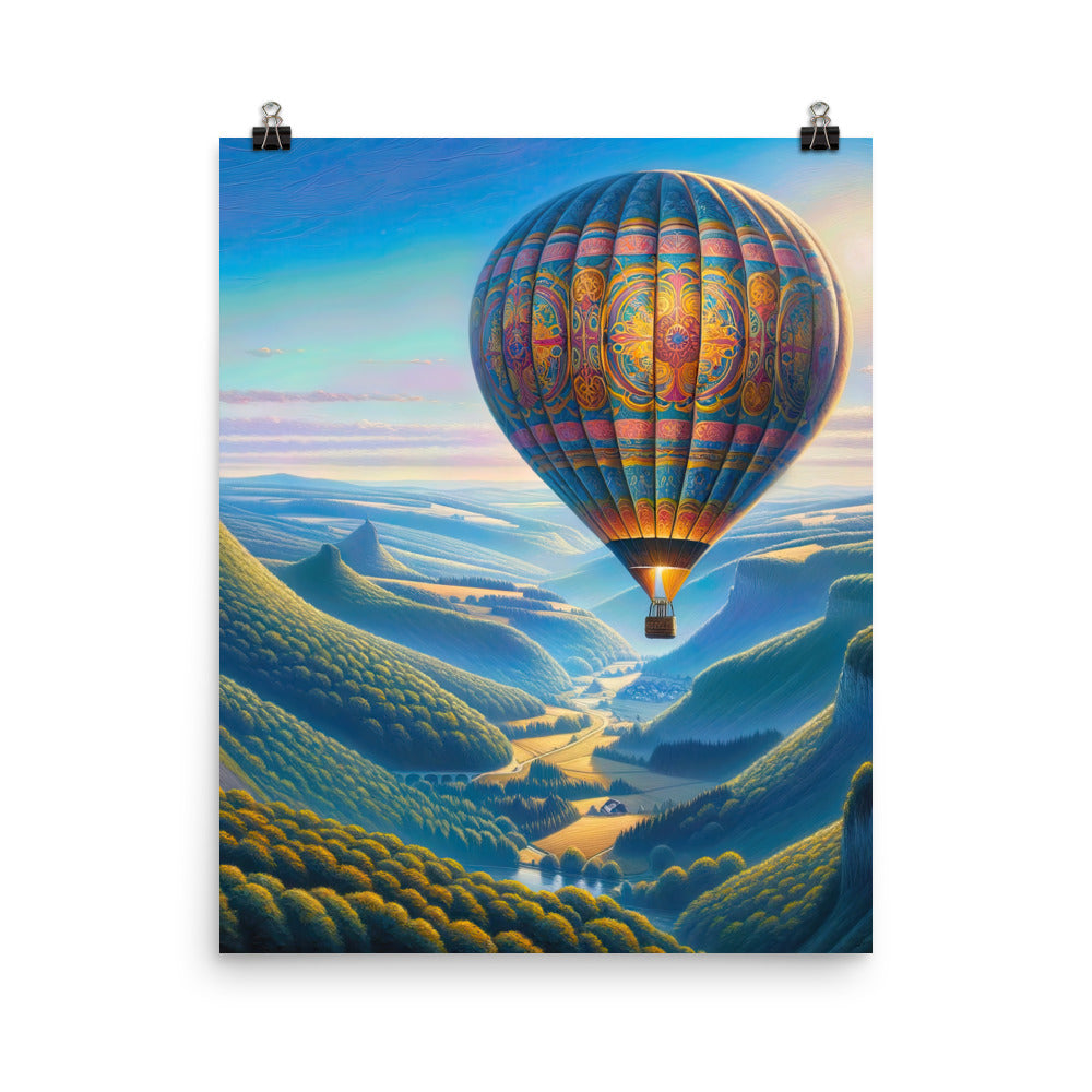 Ölgemälde einer ruhigen Szene mit verziertem Heißluftballon - Poster berge xxx yyy zzz 40.6 x 50.8 cm