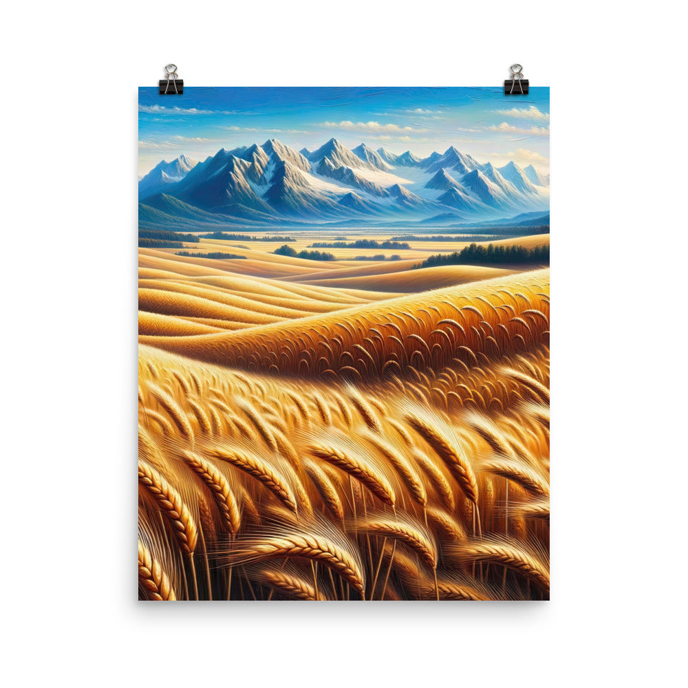 Ölgemälde eines weiten bayerischen Weizenfeldes, golden im Wind (TR) - Poster xxx yyy zzz 40.6 x 50.8 cm