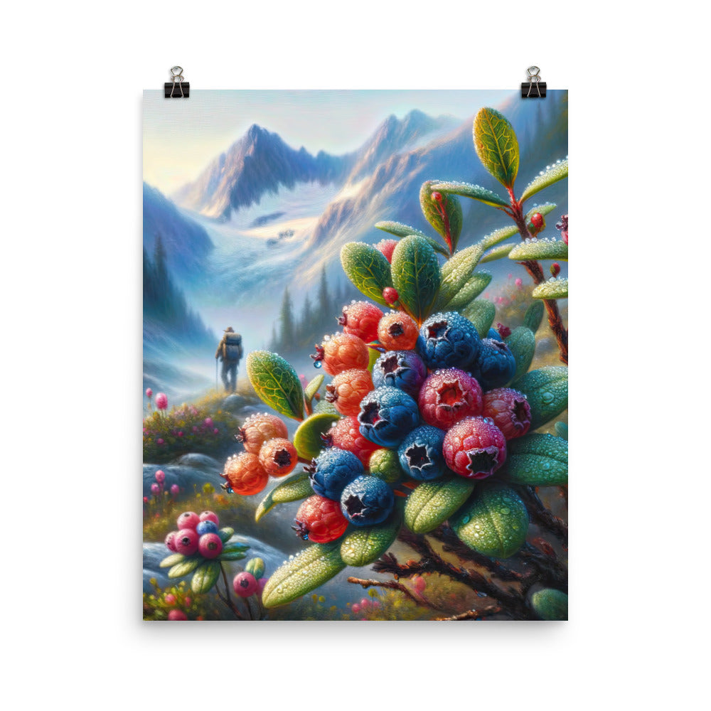 Ölgemälde einer Nahaufnahme von Alpenbeeren in satten Farben und zarten Texturen - Poster wandern xxx yyy zzz 40.6 x 50.8 cm