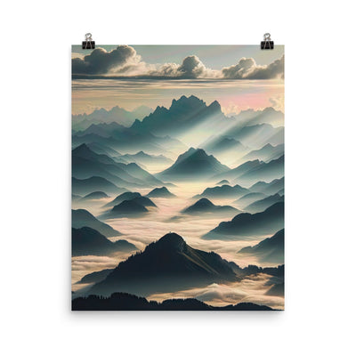 Foto der Alpen im Morgennebel, majestätische Gipfel ragen aus dem Nebel - Poster berge xxx yyy zzz 40.6 x 50.8 cm
